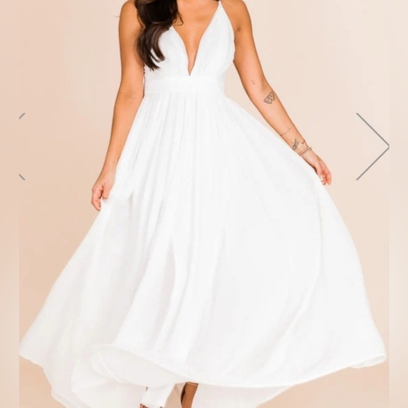 Pink lily all begins with love white maxi dress size S - Picture 1 of 8